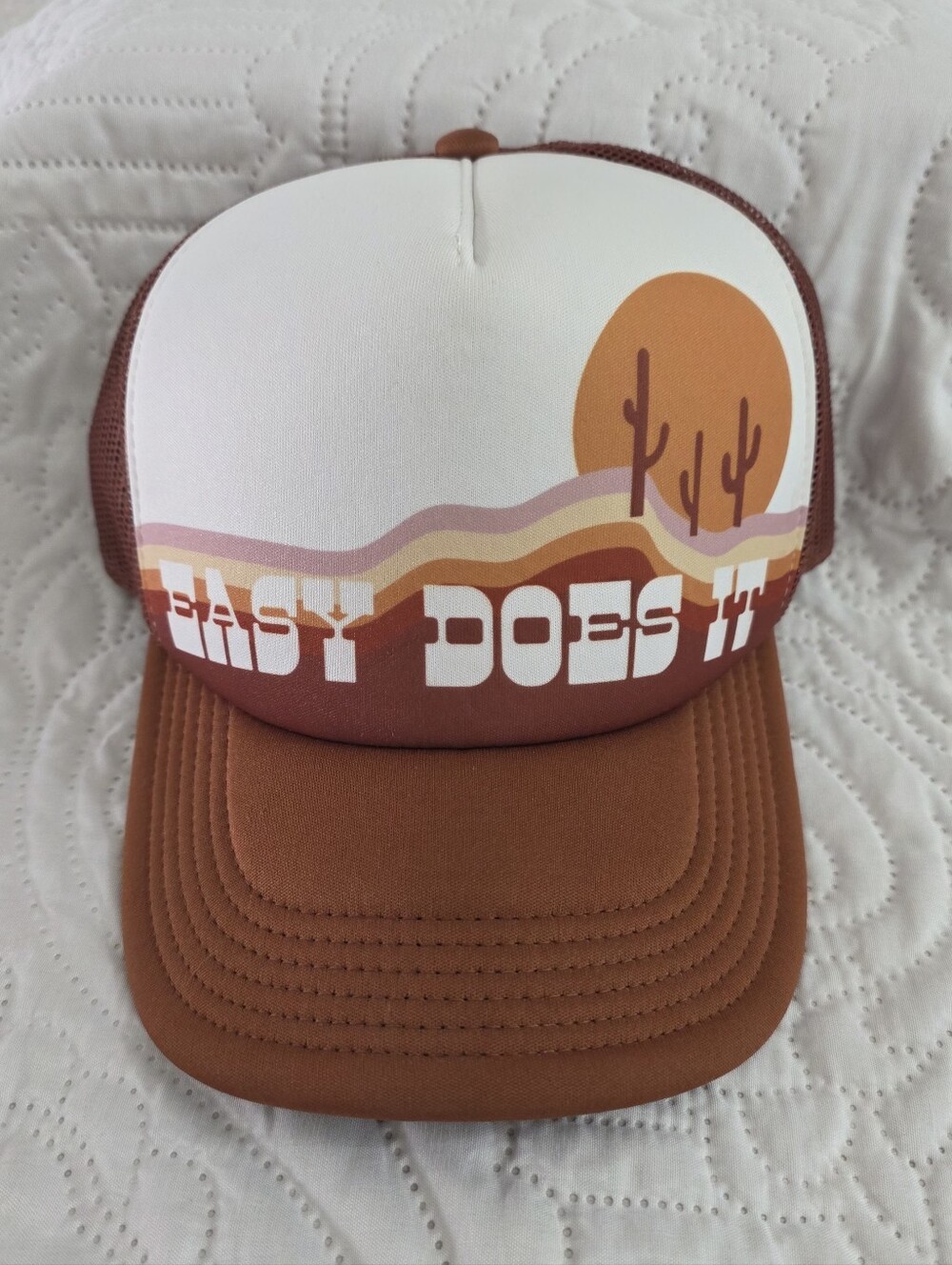 Women's Brown Desert Graphic Trucker Hat - Easy Does It